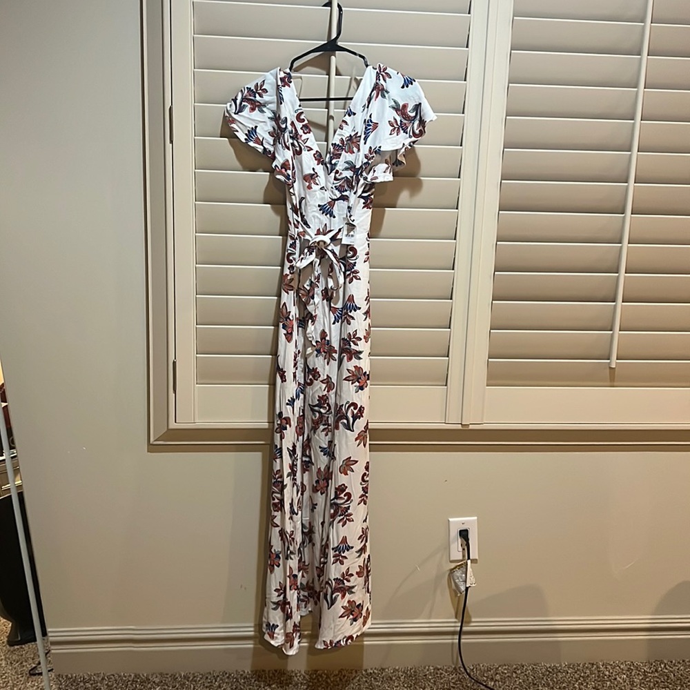 Brand new! White maxi dress with colorful flowers